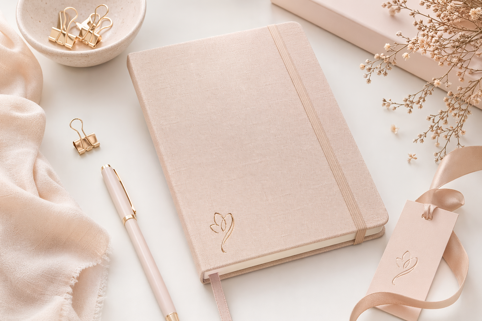 Caderno personalizado premium da Papelin em composição elegante
